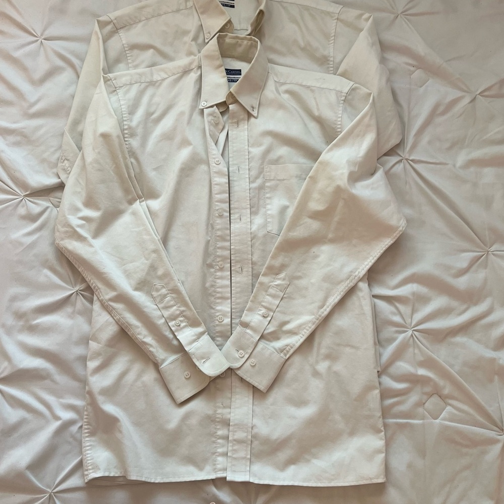 McCarthy set of two white button up uniform dress shirts
